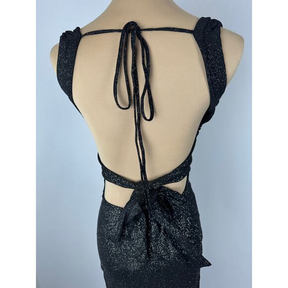 Lucy in the Sky Size XS Black Silver Glitter Dress Cocktail Party NYE Stretch - Picture 12 of 16